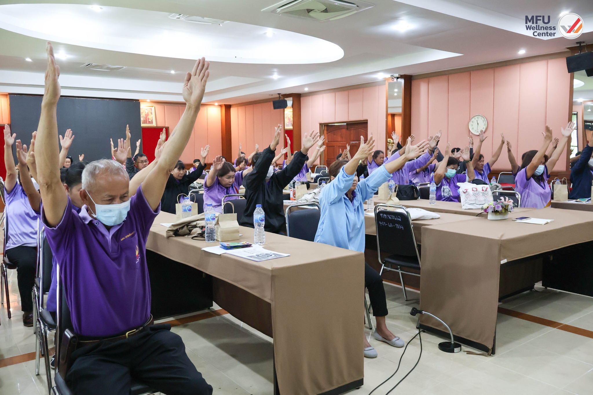 ศูนย์บริการสุขภาพฯ มหาวิทยาลัยแม่ฟ้าหลวง ดำเนินกิจกรรมโยคะเพื่อสุขภาพสำหรับผู้สูงอายุและวัยทำงาน ณ เทศบาลตำบลนางแล อ.เมืองเชียงราย จ.เชียงราย